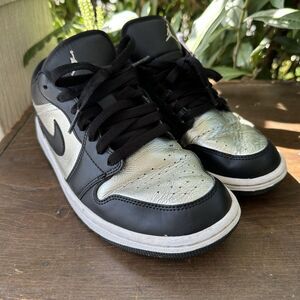 Nike Air Jordan 1 Low Black Silver Metallic Y2K Y3K Streetwear Size 9